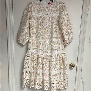 NWT KIDICHIC Elegant Cream Lace Kids Dress SIZE 18